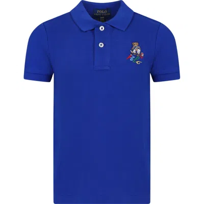 Polo Ralph Lauren Kids' Blue Polo Shirt For Boy With Polo Bear