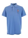 Polo Ralph Lauren Blue Polo Shirt With Classic Collar And Polo Bear Embroidery On The Front In Camp Bl Srf Clb Jeep Bear