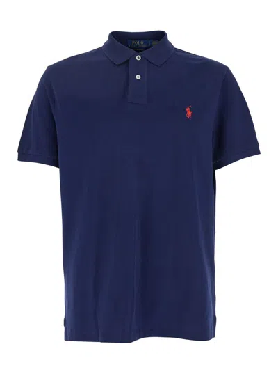 Polo Ralph Lauren Blue Polo Shirt With Pony Detail On The Front In Cotton Woman