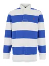 Polo Ralph Lauren Blue Polo Shirt With Pony Embroidery On The Front And All-over Striped Motif In Cotton Man In Multi