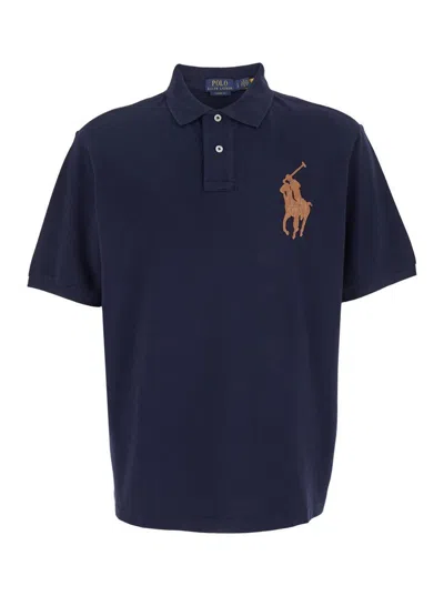 Polo Ralph Lauren Blue Polo With Classic Collar And Maxi Pony Logo On The Front