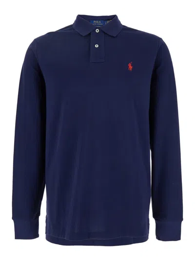 Polo Ralph Lauren Blue Polo With Classic Collar And Pony Embroidered On The Front In Cotton Man