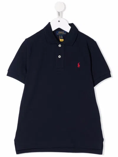 POLO RALPH LAUREN BLUE POLO WITH RED LOGO