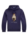 Polo Ralph Lauren Navy Graphic Bear Hoodie With Drawstring In Blue