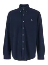 Polo Ralph Lauren Blue Shirt With Button-down Collar And Pony Embroidery On The Front