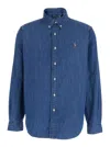 Polo Ralph Lauren Blue Shirt With Pony Embroidery On The Front In Blue