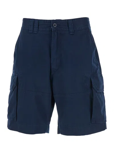 Polo Ralph Lauren Blue Shorts With Belt Loops And Logo Patch On The Back In Cotton Man