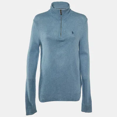 Pre-owned Polo Ralph Lauren Blue Silk Full Sleeve Sweater S