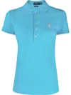 Polo Ralph Lauren Blue Stretch Polo Shirt In Blue