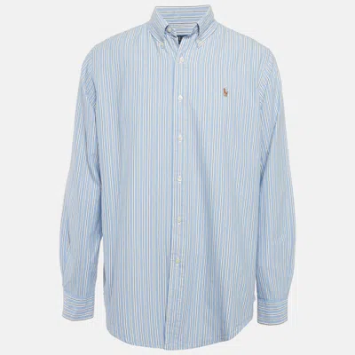 Pre-owned Polo Ralph Lauren Blue Striped Cotton Classic Fit Shirt L
