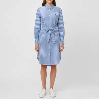 Pre-owned Polo Ralph Lauren Blue Striped Cotton Shirt Dress Xs