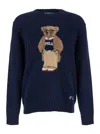 Polo Ralph Lauren Mens Bear Navy Polo Bear Graphic-embroidered Linen And Cotton-blend Jumper In Blue