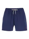 Polo Ralph Lauren Blue Swim Shorts With Elasticated Waist And Embroidered Pony Logo On The Front In Fabric Man In Navy