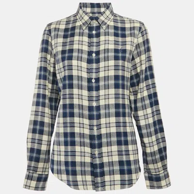 Pre-owned Polo Ralph Lauren Blue Tartan Checks Cotton Classic Fit Shirt L