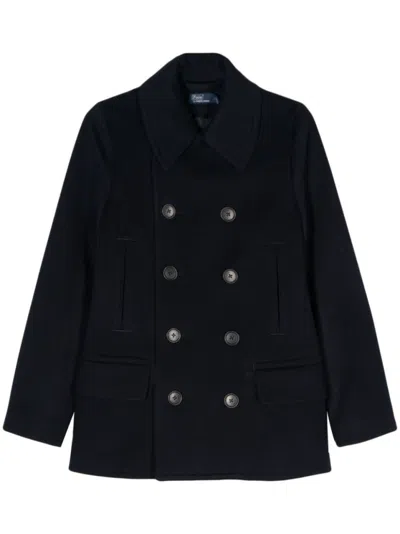 Polo Ralph Lauren Double-breasted Felted Jacket In Navy Blue