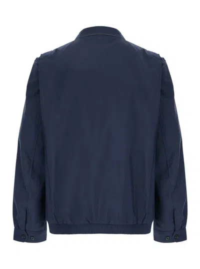 Polo Ralph Lauren Blue Windbreaker Jacket With Classic Collar And Pony Detail On The Front In Cotton Man
