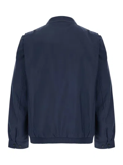 Polo Ralph Lauren Blue Windbreaker Jacket With Classic Collar And Pony Detail On The Front In Cotton Man