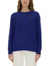 Polo Ralph Lauren Blue Wool Cashmere Sweater In Blue
