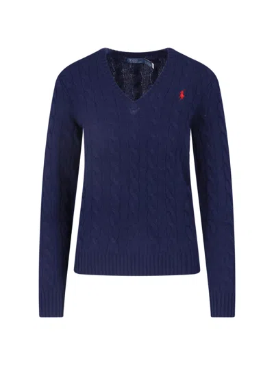 Polo Ralph Lauren Blue Wool-cashmere Cable-knit Sweater