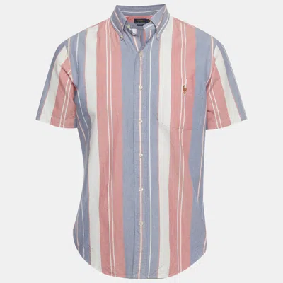 Pre-owned Polo Ralph Lauren Blue/pink Striped Cotton Oxford Shirt M
