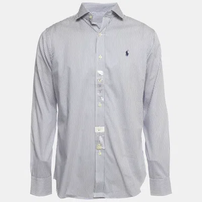Pre-owned Polo Ralph Lauren Blue/white Striped Cotton Shirt M