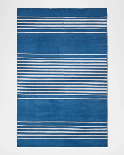 Polo Ralph Lauren Bluff Point Stripe Hand Woven Rug In Pacific
