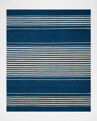 Polo Ralph Lauren Bluff Point Stripe Hand Woven Rug In Pacific