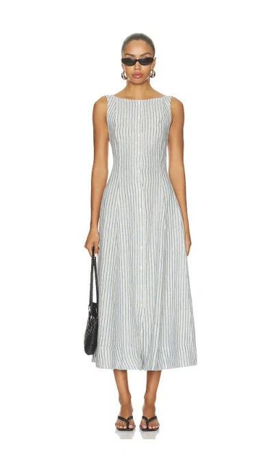 Polo Ralph Lauren Boat Neck Sleeveless A Line Dress In Navy & White