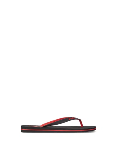 Polo Ralph Lauren Bolt Pony Flip Flop In Black/rl2000 Red Pp