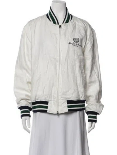 Pre-owned Polo Ralph Lauren Bomber Jacket In White