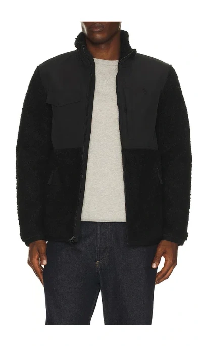 Polo Ralph Lauren Bonded Hi-pile Full Zip Hybrid Jacket In Black