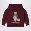 Polo Ralph Lauren Bordeaux Cotton Polo Bear Sweatshirt In Brown