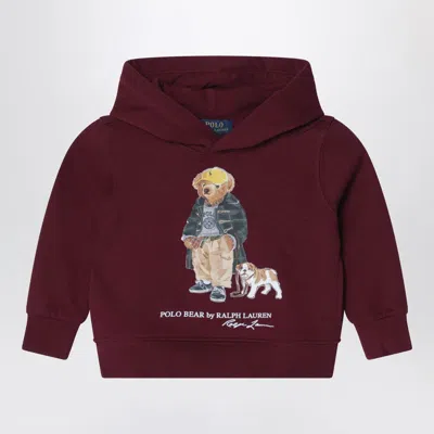 Polo Ralph Lauren Bordeaux Cotton Polo Bear Sweatshirt In Burgundy