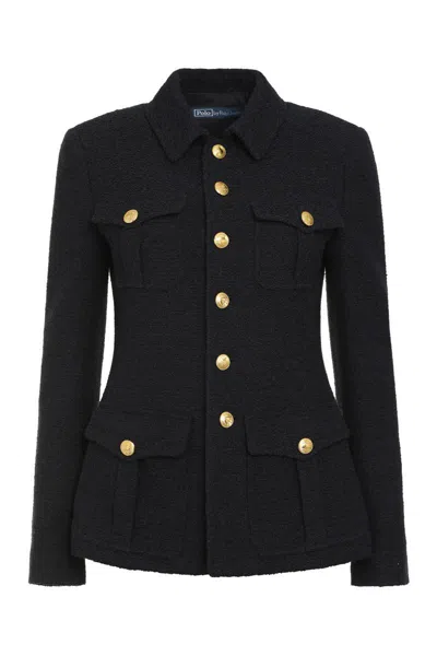 Polo Ralph Lauren Boucle Jersey Single-breasted Jacket In Black