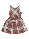 Polo Ralph Lauren Id Taffeta Woven Dress 2-6 Years 185 Red Cream Multi In Red