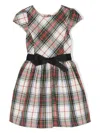 Polo Ralph Lauren Girls Ivory & Green Tartan Taffeta Dress In Neutrals