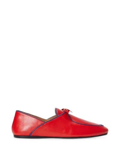 Polo Ralph Lauren Bow-detail Calf Leather Loafers In Red