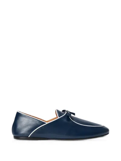 Polo Ralph Lauren Bow-detail Piped Loafers In Blue
