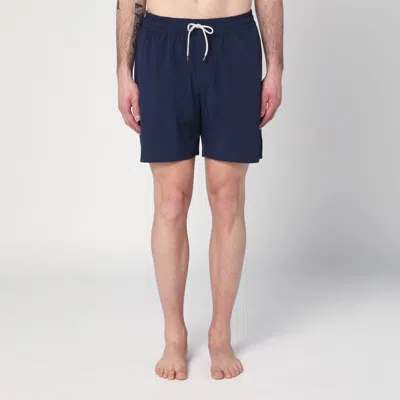 Polo Ralph Lauren Boxer Navy Blue Swim Trunks With Logo