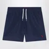 Polo Ralph Lauren Boxer Navy Blue Swim Trunks With Logo
