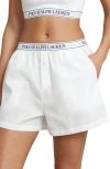 Polo Ralph Lauren Women's Mia Logo Band Cotton Boxers In White Cloud