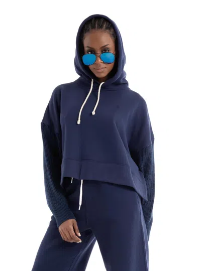 Polo Ralph Lauren Boxy Fit Hybrid Hoddie Sweater In Newport Navy In Multi