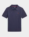 Polo Ralph Lauren Toddler And Little Boys Cable-knit Polo-collar Sweater In Boathouse Navy