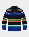 Polo Ralph Lauren Toddler And Little Boys Striped Cotton Quarter-zip Sweater In Multi Stripe