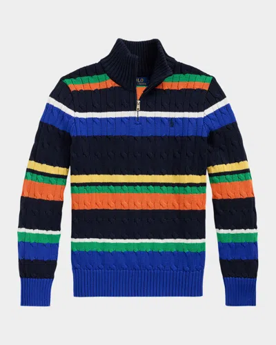 POLO RALPH LAUREN BOY'S CABLE KNIT STRIPED SWEATER