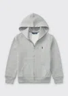 Polo Ralph Lauren Ralph Lauren Boys Dark Sport Heather Kids Logo-embroidered Cotton-fleece Hoody 2-14 Years In Gray