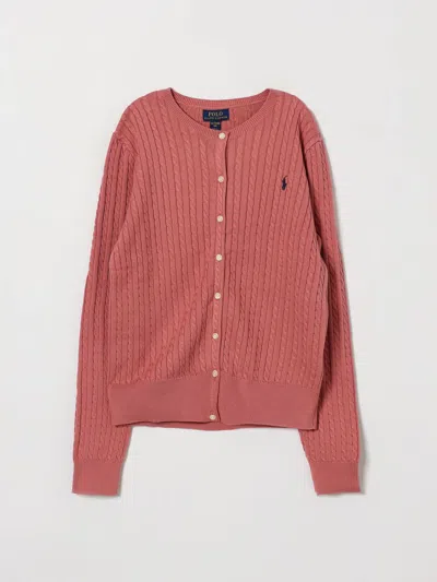 Polo Ralph Lauren Kids'  Boy's Crewneck Cable-knit Cotton Cardigan In Pink