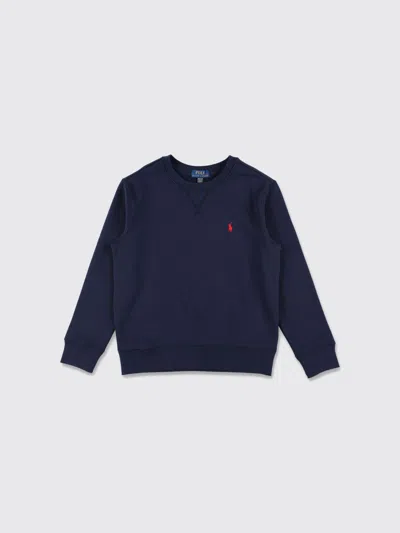 Polo Ralph Lauren Kids'  Boy's Crewneck Cotton Sweatshirt With Pony Logo In Blue