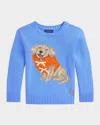 Polo Ralph Lauren Dog-intarsia Cotton Sweater In Harbor Island Blue