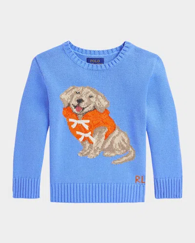 POLO RALPH LAUREN BOY'S DOG INTARSIA SWEATER